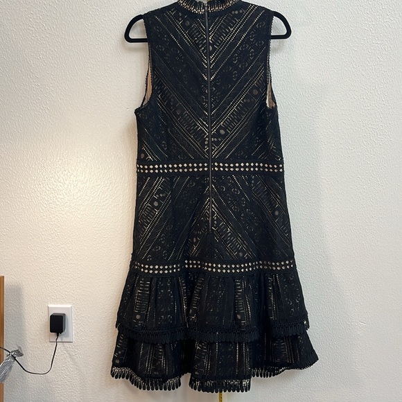 Black netted lace dress with tan lining the whole dress. - Picture 7 of 7